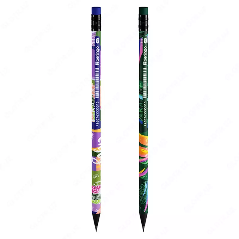 Чернографитный карандаш с ластиком BerlingoJumble  НВ  черное дерево (Арт. - BP00S13) Ассортимент