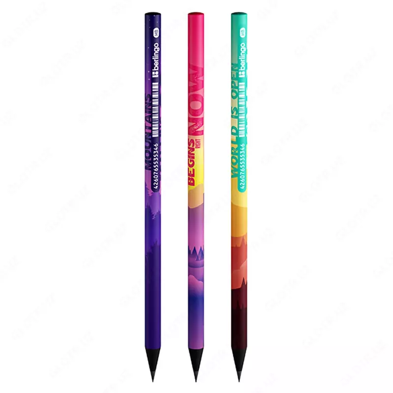 Чернографитный карандаш без ластика Berlingo Scenic  НВ  черное дерево (Арт. - BP00S16) Ассортимент