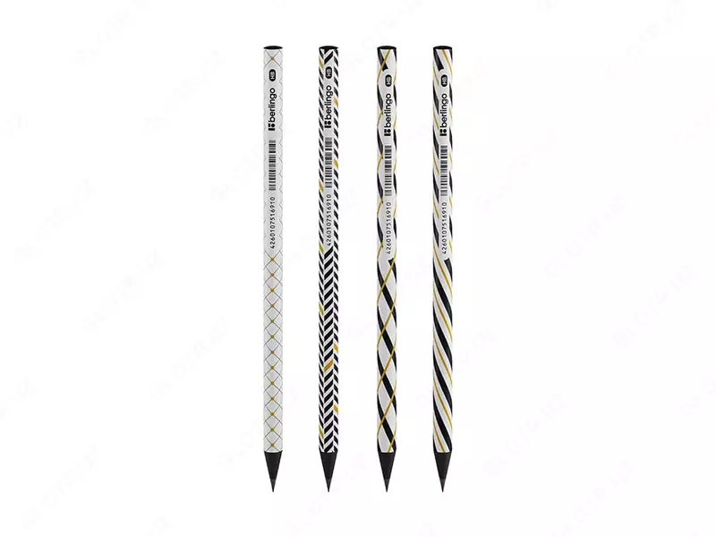  Чернографитный карандаш без ластика Berlingo Vortex  НВ  черное дерево (Арт. - BP01102) Ассортимент - 