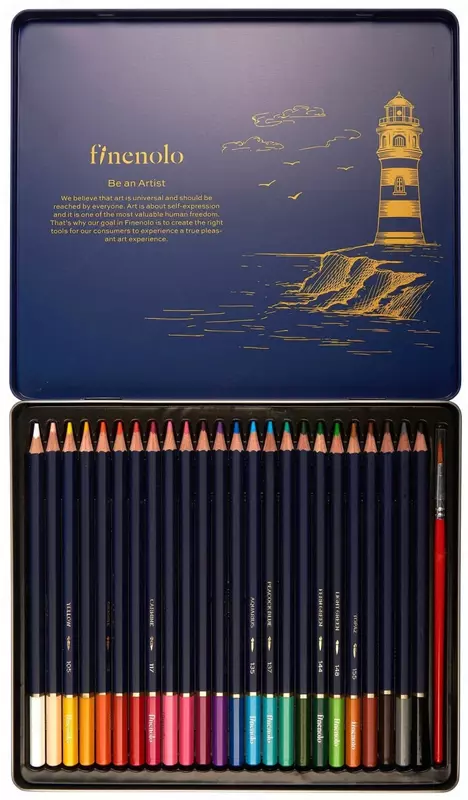  Набор цветных акварельных карандашей Deli Finenolo  24 цв.  металлич. пенал (Арт. - 129-24-C) - 