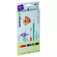 Набор цветных акварельных карандашей Berlingo SuperSoft. Рыбки  12 цв.  кисть (Арт. - SSA1712)