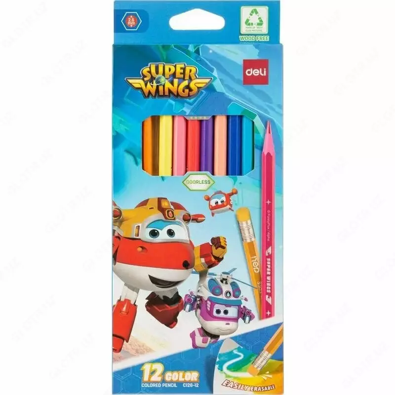   Rangli qalamlar toplami Deli Super Wings EC126  12 rangli  plastmassa (Art. - 126-12-C)
