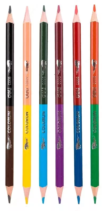 Набор цветных двухсторонних карандашей Deli ColoRun NEW  12 цв. 6 шт. (Арт. - 00500-EC) - 