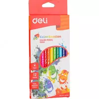 Rangli qalamlar toplami Deli Color Emotion (Niqob)  12 ta rang  yogoch  karton paket. (m. № - 00200-EC)
