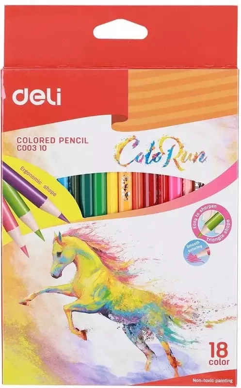 Набор цветных карандашей Deli ColoRun NEW  18 цв.  тополь  картонная уп. (Арт. - 00310-EC)