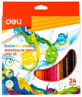 Набор цветных акварельных карандашей Deli Color Emotion (Маска NEW)  24 цв.  кисть (Арт. - 00720-EC)