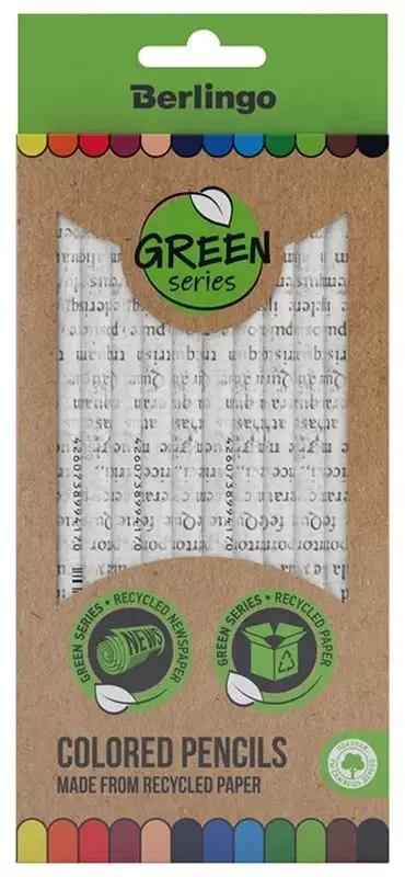 Набор цветных карандашей Berlingo SuperSoft. Green Series  12 цв.  бумага  картонная уп. (Арт. - SSG0712)