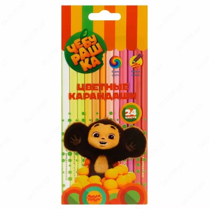 Набор цветных карандашей Мульти-Пульти Чебурашка  24 цв  дерево  картонная уп. (Арт. - CPЧБ_52997)