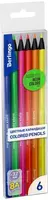 Набор цветных карандашей Berlingo SuperSoft. Fluo  6 цв  черное дерево  ПВХ уп. (Арт. - SSF0506)