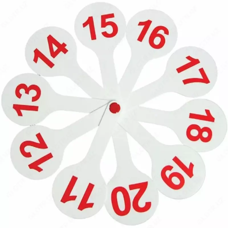  Веер-касса Стамм цифр от 1 до 20  прямой и обратный счет  двусторонний (Арт. - ВК15-1) Белый/красный - 