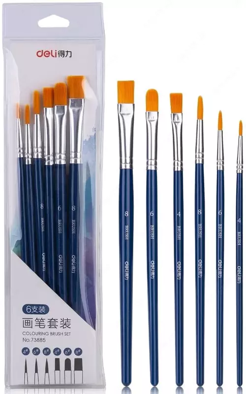 Набор художественных кистей Deli Brush  нейлон  6 шт  средней жесткости (Арт. - 73885)