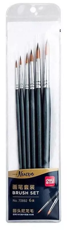   Badiiy dumaloq chotkalar toplami Deli Nuevo  neylon  6 dona  ortacha qattiqlik (Art. - 73892)