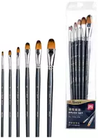 Набор художественных плоских кистей Deli Nuevo  нейлон  6 шт  средней жесткости (Арт. - 73894)