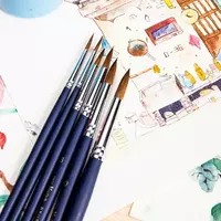   Набор художественных круглых кистей Deli Nuevo  6 шт  средней жесткости (Арт. - 73893)