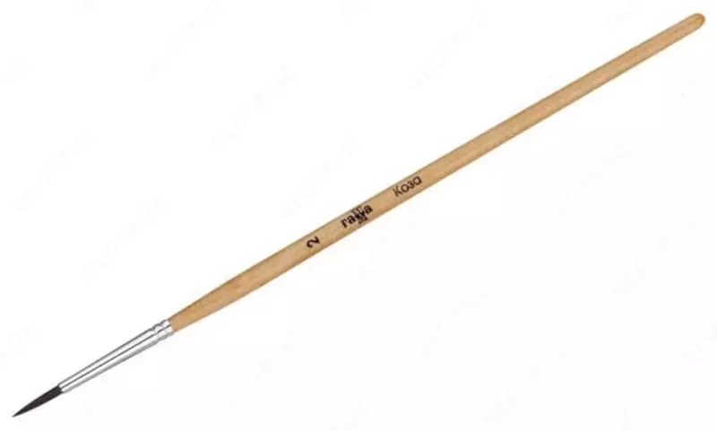 Художественная круглая кисть № 2 Гамма Коза  мягкий ворс  ручка дерево (Арт. - 280618.02.02)