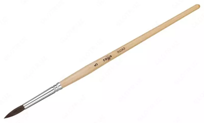 Художественная круглая кисть № 5 Гамма Коза  мягкий ворс  ручка дерево (Арт. - 280618.02.005)