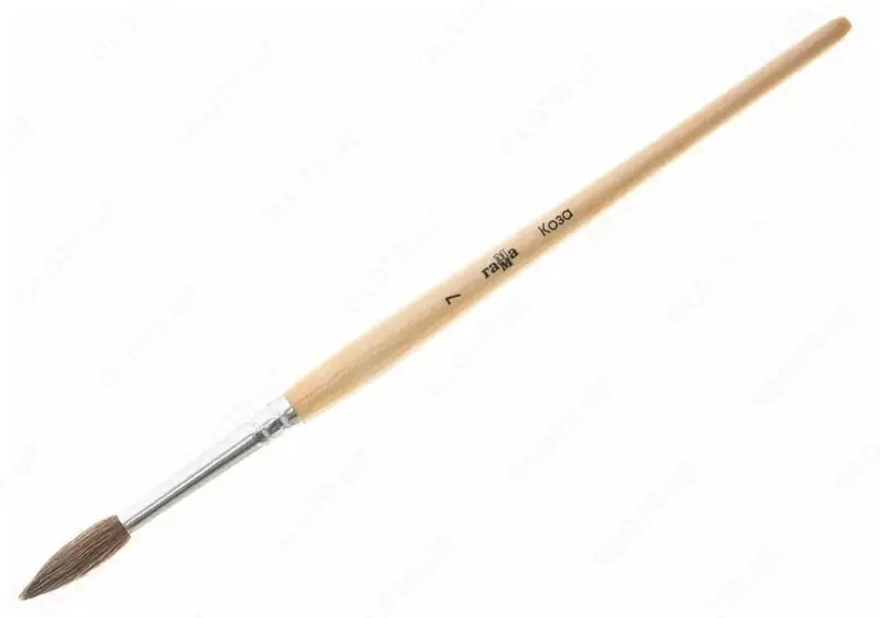 Художественная круглая кисть № 7 Гамма Коза  мягкий ворс  ручка дерево (Арт. - 280618.02.007)