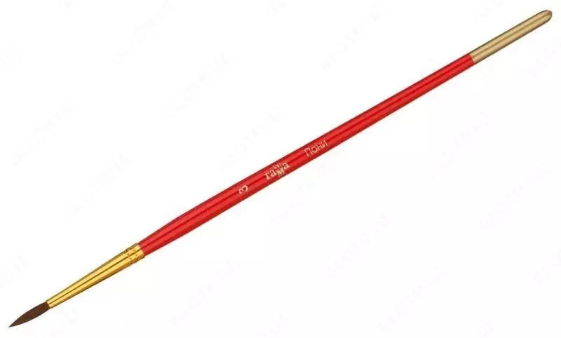 Художественная круглая кисть № 3 Гамма Пони  ср.жестк. ворс  ручка дерево (Арт. - 280618.04.03)