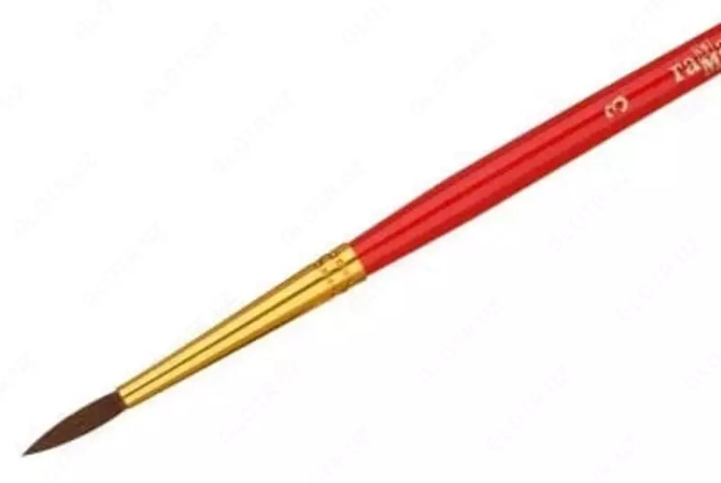  Художественная круглая кисть № 3 Гамма Пони  ср.жестк. ворс  ручка дерево (Арт. - 280618.04.03) - 