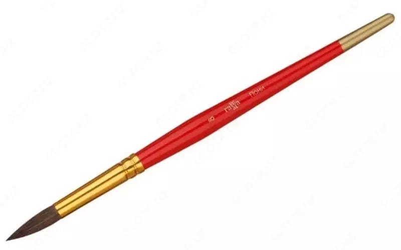 Художественная круглая кисть № 8 Гамма Пони  ср.жестк. ворс  ручка дерево (Арт. - 280618.04.08)