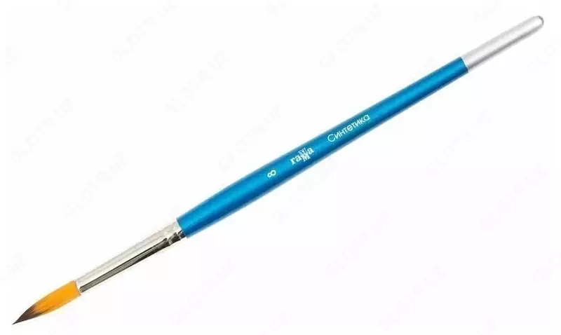 Художественная круглая кисть № 8 Гамма Синтетика  ср.жестк. ворс  ручка дерево (Арт. - 280618.07.08)