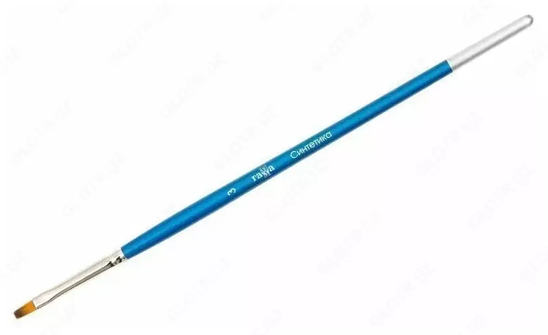 Художественная плоская кисть № 3 Гамма Синтетика  ср.жестк. ворс  ручка дерево (Арт. - 280618.08.03)