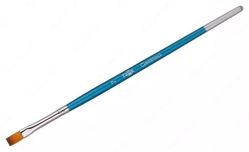 Художественная плоская кисть № 7 Гамма Синтетика  ср.жестк. ворс  ручка дерево (Арт. - 280618.08.07)