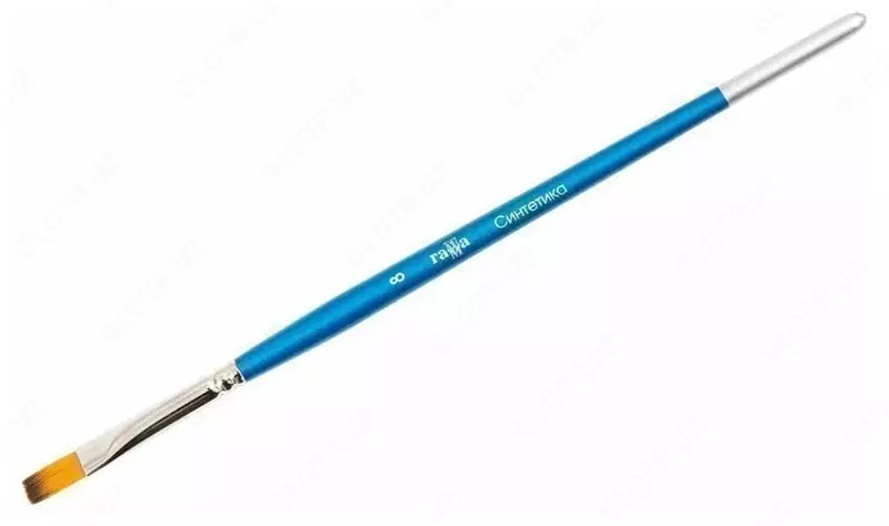 Художественная плоская кисть № 8 Гамма Синтетика  ср.жестк. ворс  ручка дерево (Арт. - 280618.08.08)
