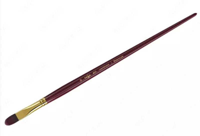 Художественная плоскоовальная кисть синтетика № 10 Гамма Вернисаж  ср. жестк. ворс  ручка дерево (Арт. - 401010)