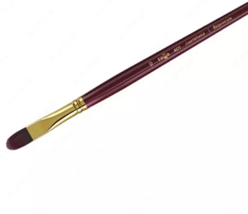  Художественная плоскоовальная кисть синтетика № 10 Гамма Вернисаж  ср. жестк. ворс  ручка дерево (Арт. - 401010) - 