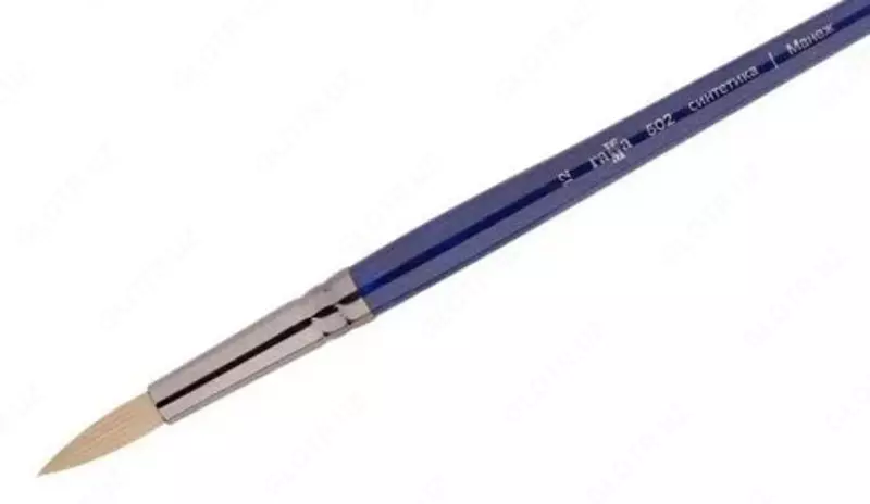  Художественная круглая кисть синтетика № 12 Гамма Манеж  ср. жестк. ворс  ручка дерево (Арт. - 502012) - 