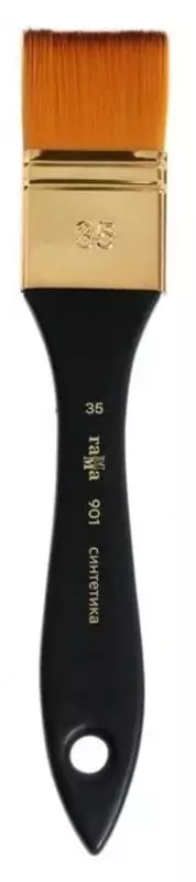  Художественная флейцевая плоская кисть № 35 Гамма  синтетика  ручка дерево (Арт. - 901035) - 