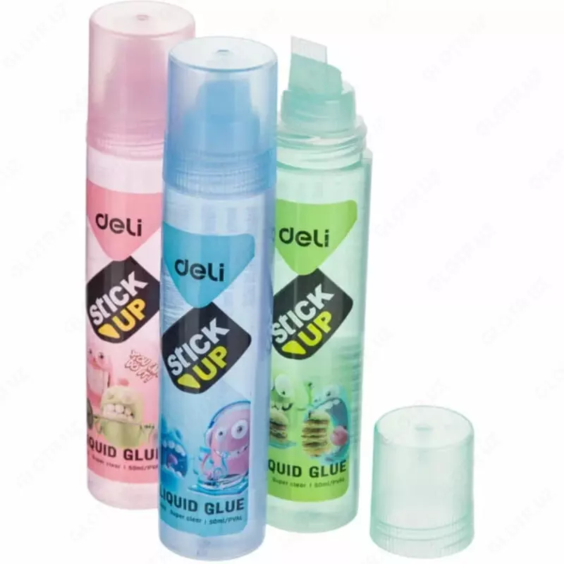  Канцелярский жидкий клей Deli Stick UP  50 мл.  аппликатор-кисточка (Арт. - 21200-EA) Ассортимент - 