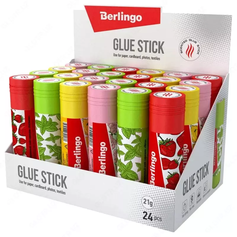   Канцелярский клей - карандаш Berlingo Aroma  21 гр  прозрачный  PVP (Арт. - FPP_21100) Ассортимент