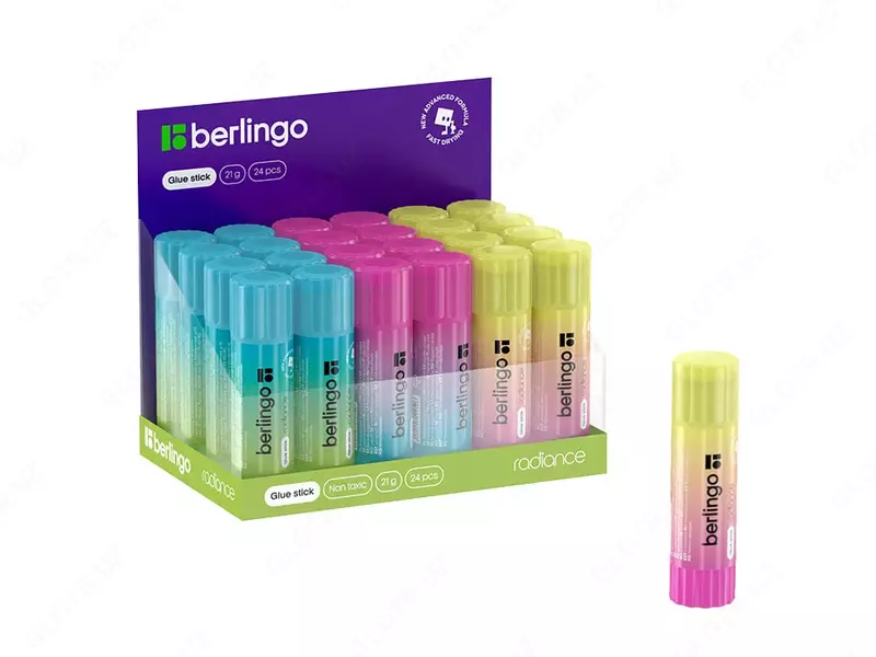 Канцелярский клей - карандаш Berlingo Radiance  21 гр  PVP (Арт. - FPp_21000) Цветное ассорти