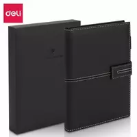 Записная книжка (клетка) Deli EN139G  иск. кожа  А5  210 х 143 мм  120 л. (Арт. - 139G-N-bk) Черная