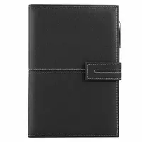  Записная книжка (клетка) Deli EN139G  иск. кожа  А5  210 х 143 мм  120 л. (Арт. - 139G-N-bk) Черная - 