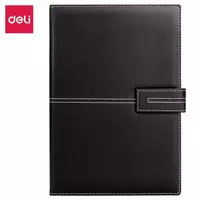 Записная книжка (клетка) Deli N142G  иск. кожа  А5  210 х 143 мм  120 л. (Арт. - 142G-N-bk) Черная