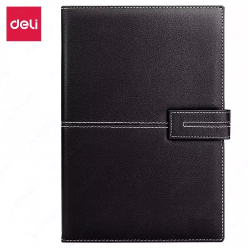 Записная книжка (клетка) Deli N142G  иск. кожа  А5  210 х 143 мм  120 л. (Арт. - 142G-N-bk) Черная