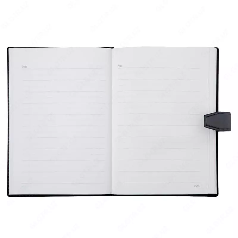  Записная книжка (линия) Deli иск. кожа  А5  205 х 143 мм  120 л. (Арт. - 3335) Черная - 
