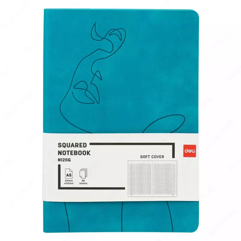 Записная книжка (клетка) Deli N126G  А5  210 х 143 мм  96 л. (Арт. - 126G-N-gn) Зеленая