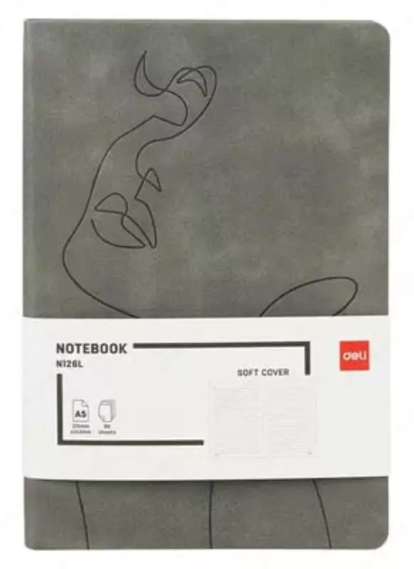 Записная книжка (клетка) Deli N126G  А5  210 х 143 мм  96 л. (Арт. - 126G-N-gr) Серая