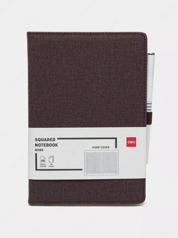 Записная книжка (клетка) Deli N118G  А5  210 х 143 мм  96 л. (Арт. - 118G-N-hk) Хаки