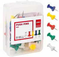 Kantselyariya quvvat pinlari Deli 25 mm  35 dona  shaffof (Art. - 0021) Kol. turli xil