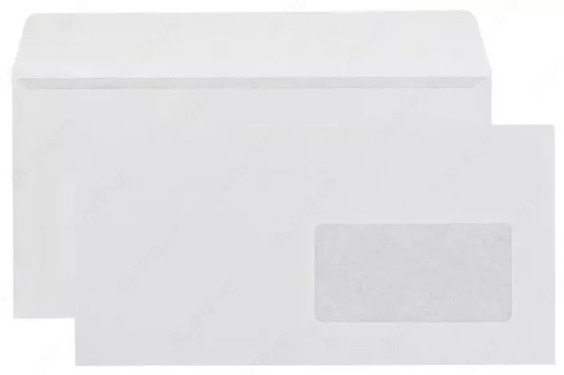 Почтовый бумажный конверт с смотровым окошком ALTA EURO  C65  114 х 229 мм  80г/м2  отрывная лента (Арт. - 1206) Белый - 
