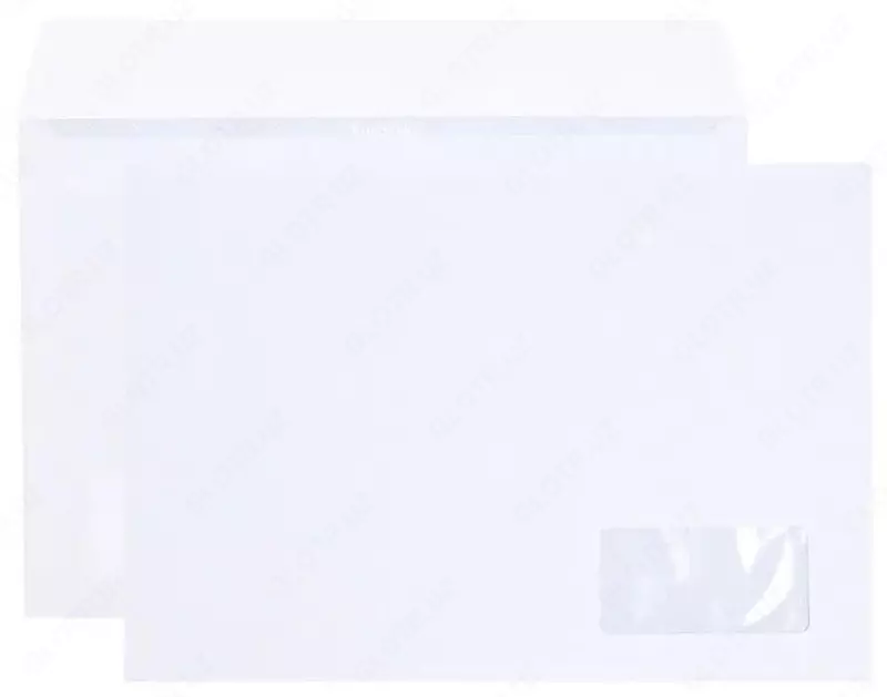 Pochta qogozli konvert  korish oynasi ALTA C5  162 x 229 mm  80 g/m2  yirtib tashlash lentasi (m. - 1406) Oq