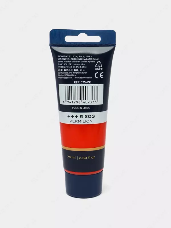  Badiiy akril boyoq № 203 Deli Finenolo  75 ml  naycha (Art. - 75-VR-EC) Qizil/qizil - 