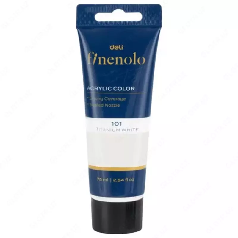 Художественная акриловая краска № 101 Deli Finenolo  75 мл  туба (Арт. - 75-WH-EC) Белая