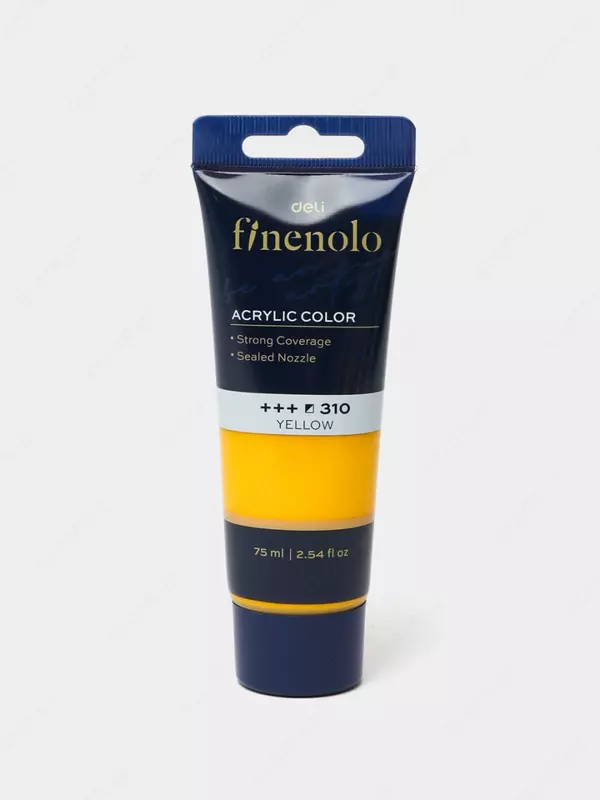 Художественная акриловая краска № 310 Deli Finenolo  75 мл  туба (Арт. - 75-YL-EC) Желтая