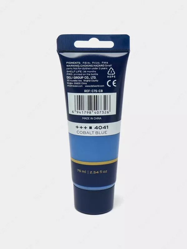  Badiiy akril boyoq № 4041 Deli Finenolo  75 ml  kolba (Art. - 75-CB-EC) Moviy/kobalt - 